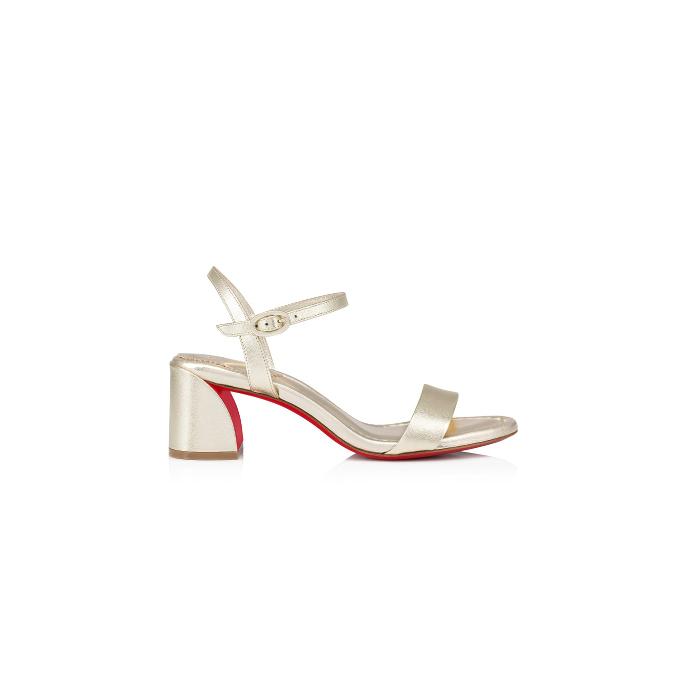 CHRISTIAN LOUBOUTIN MISS JANE METALLIC RED SOLE ANKLE-STRAP SANDALS 
